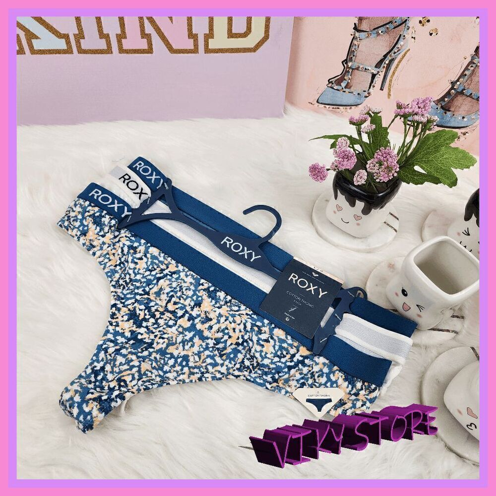 NWT 💖 Roxy Multicolor V-String 3-Pack, Comfort Meets Style, Size Large 💖